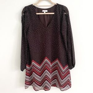 Candie's A-Line Dress with Split Long Sleeve with White Polka Dots for Going Out